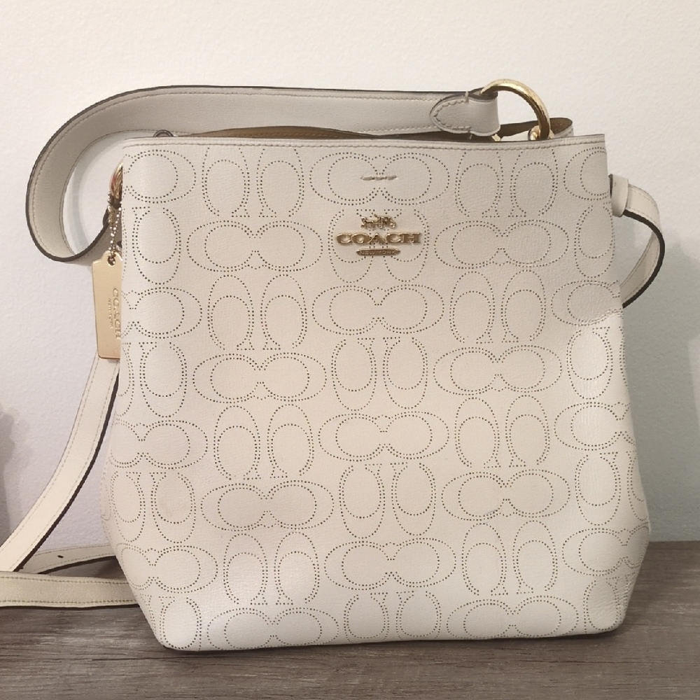 Coach Cream Crossbody Bag with Gold Accents